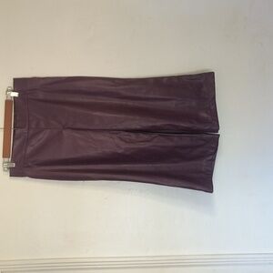 LOGO By Lori Goldstein Dark Wine Faux Leather Wide Leg Ankle Pants Sz 8P Women